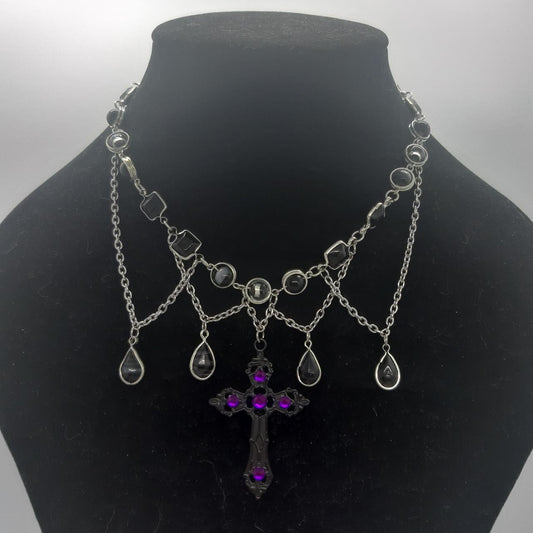 Gothic Purple Cross Necklace