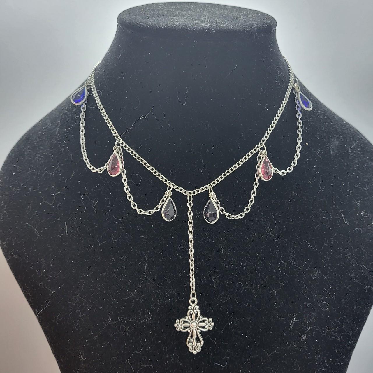 Gothic Colourful Cross Necklace