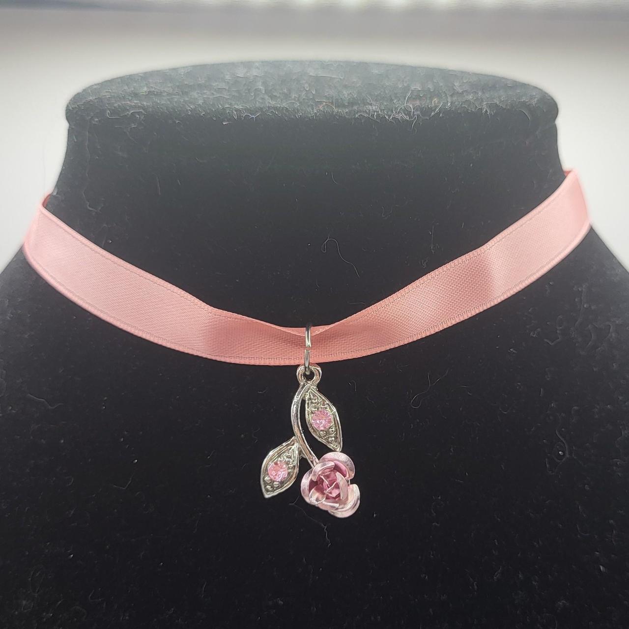 Pink Flower Choker Necklace