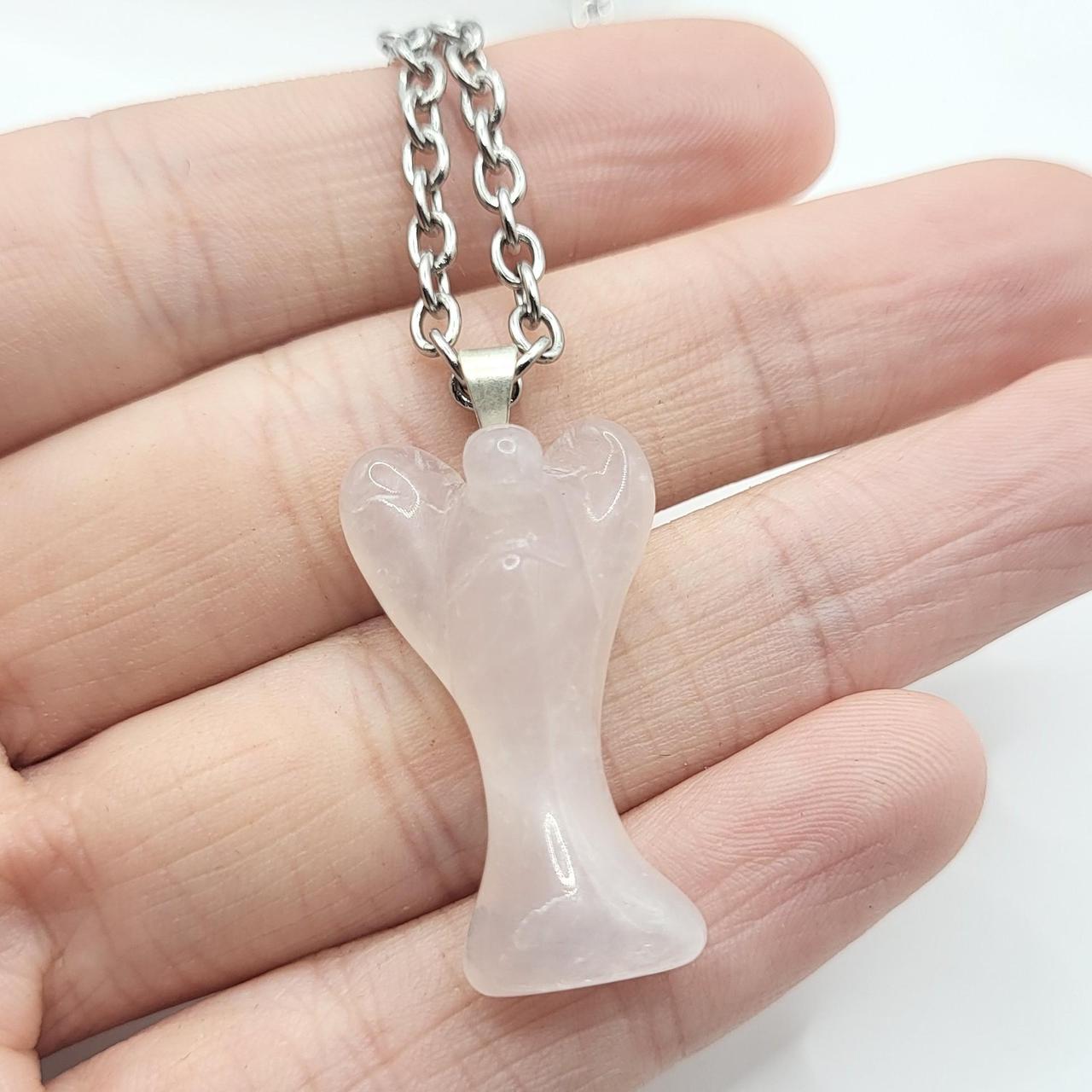 Rose Quartz Angel Necklace