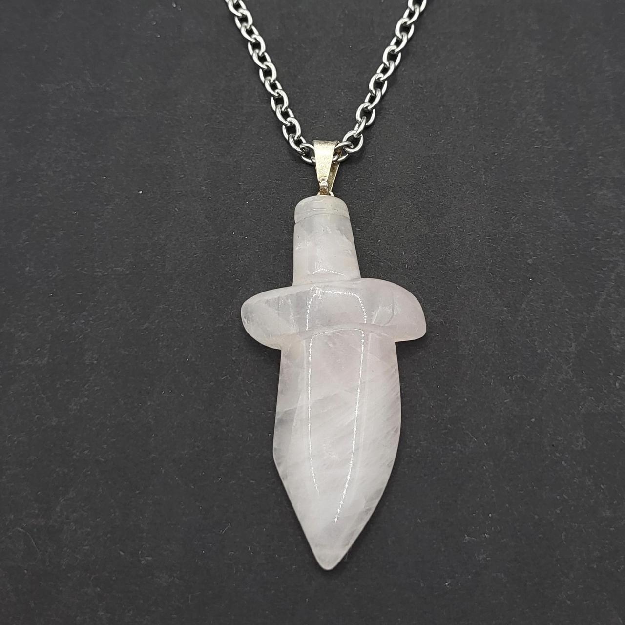 Rose Quartz Sword Necklace