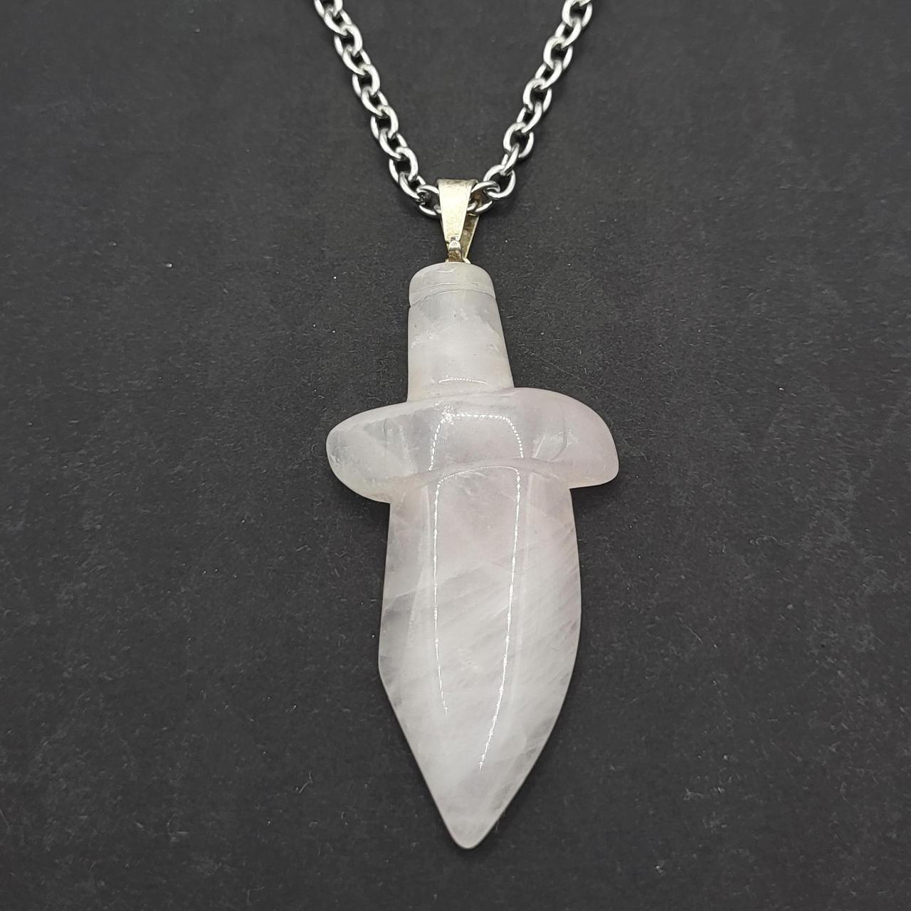 Rose Quartz Sword Necklace