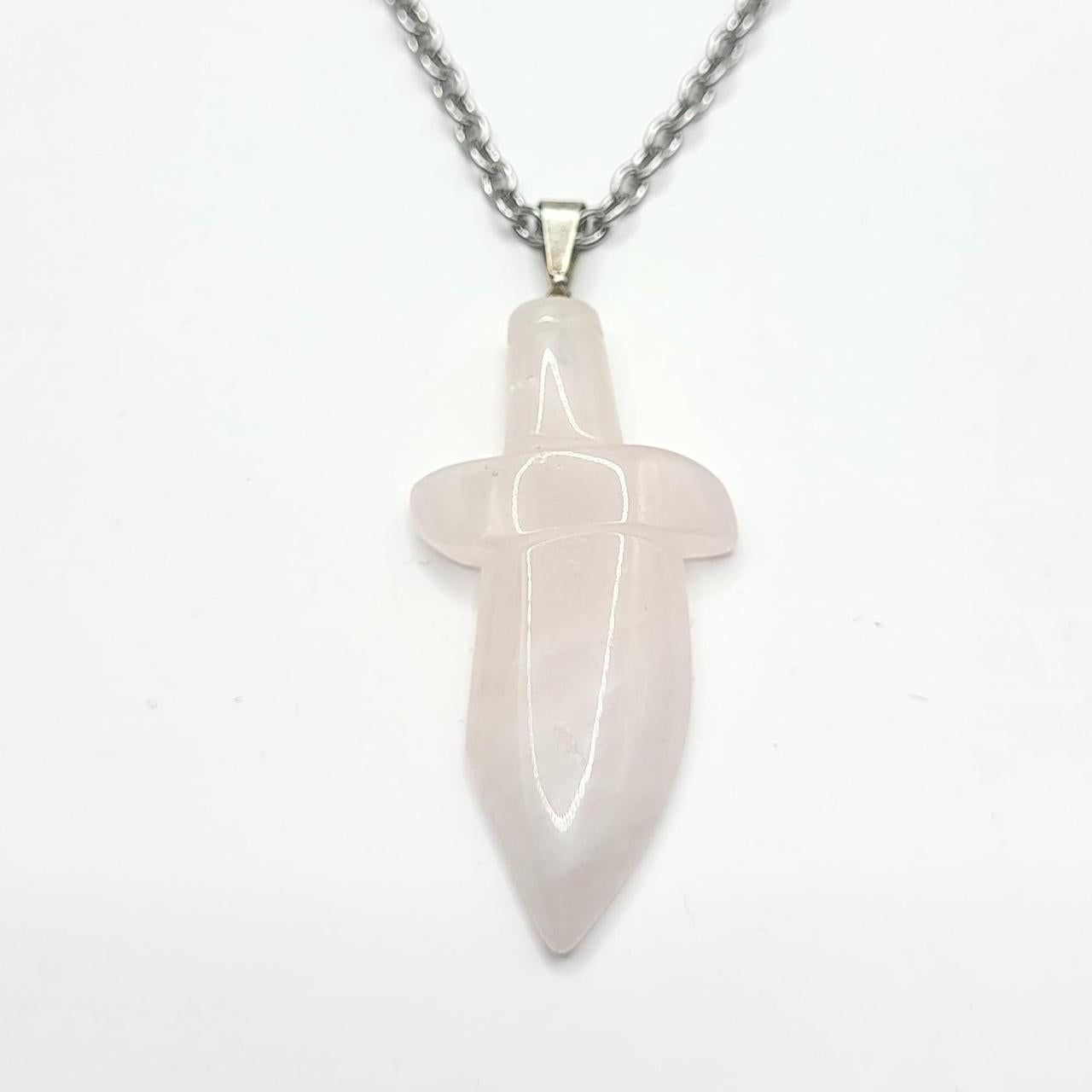 Rose Quartz Sword Necklace