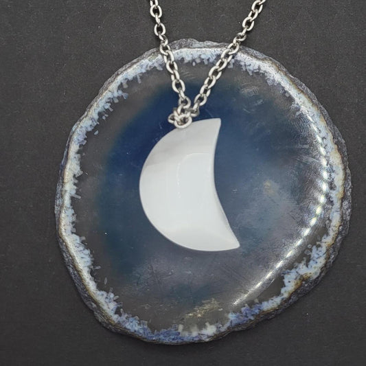 Selenite Moon Necklace