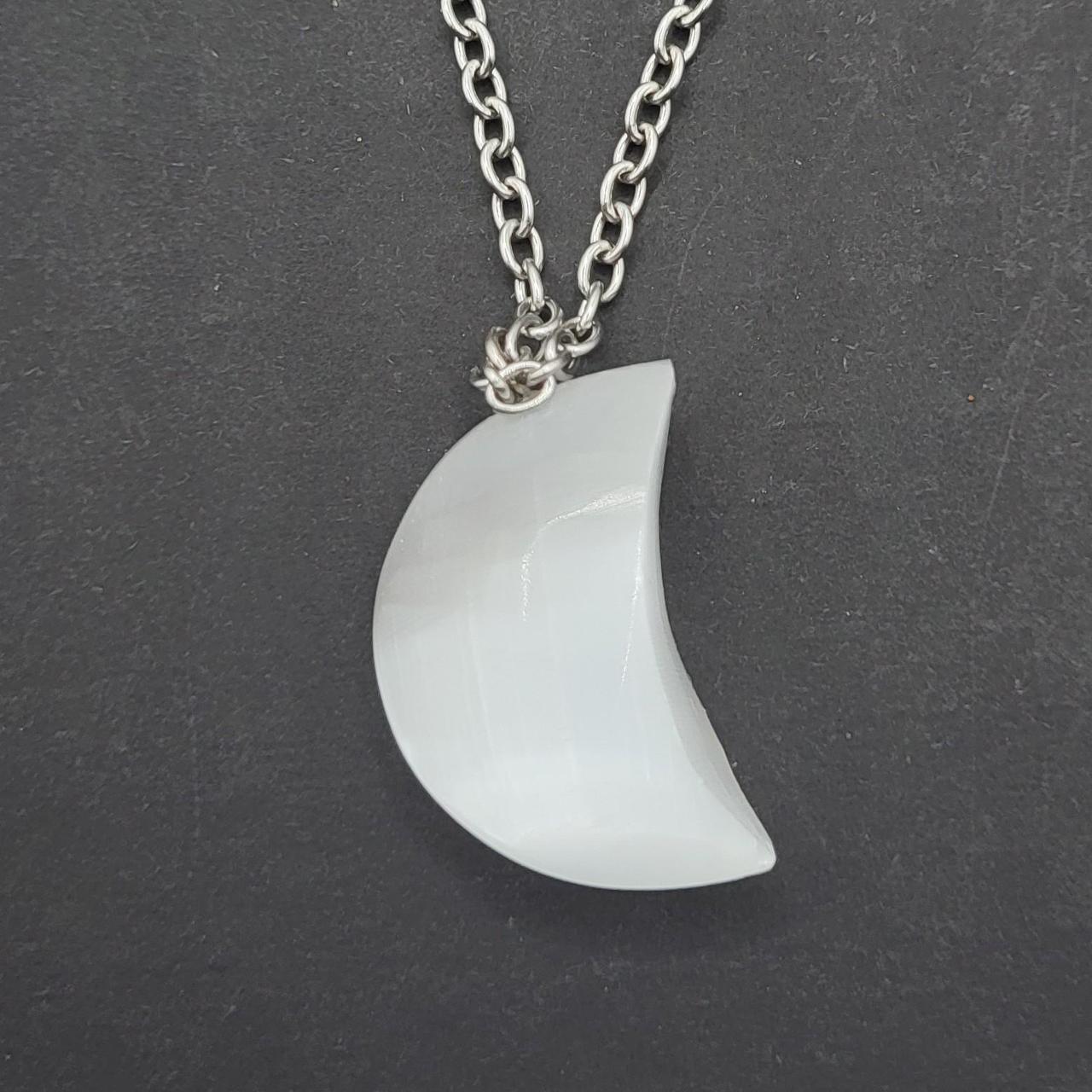 Selenite Moon Necklace