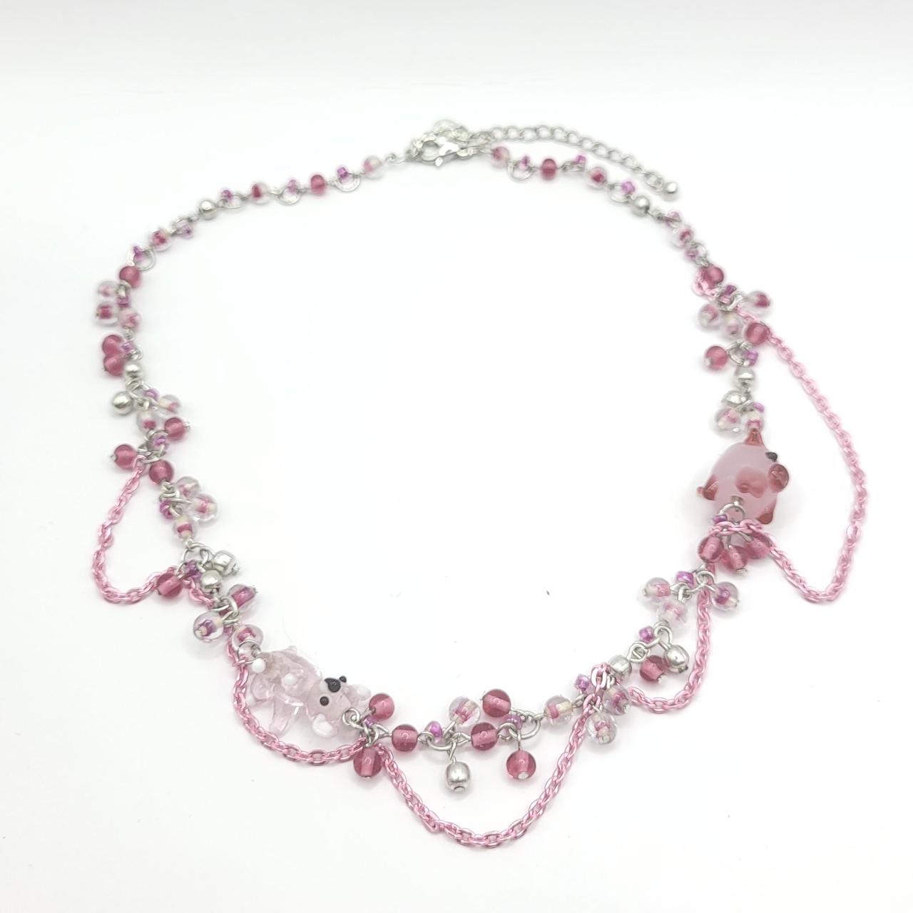 Crazy Pink Pig Necklace