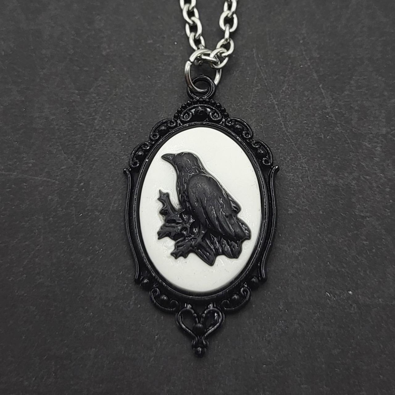 Black Raven Gothic Necklace - stainless steel chain