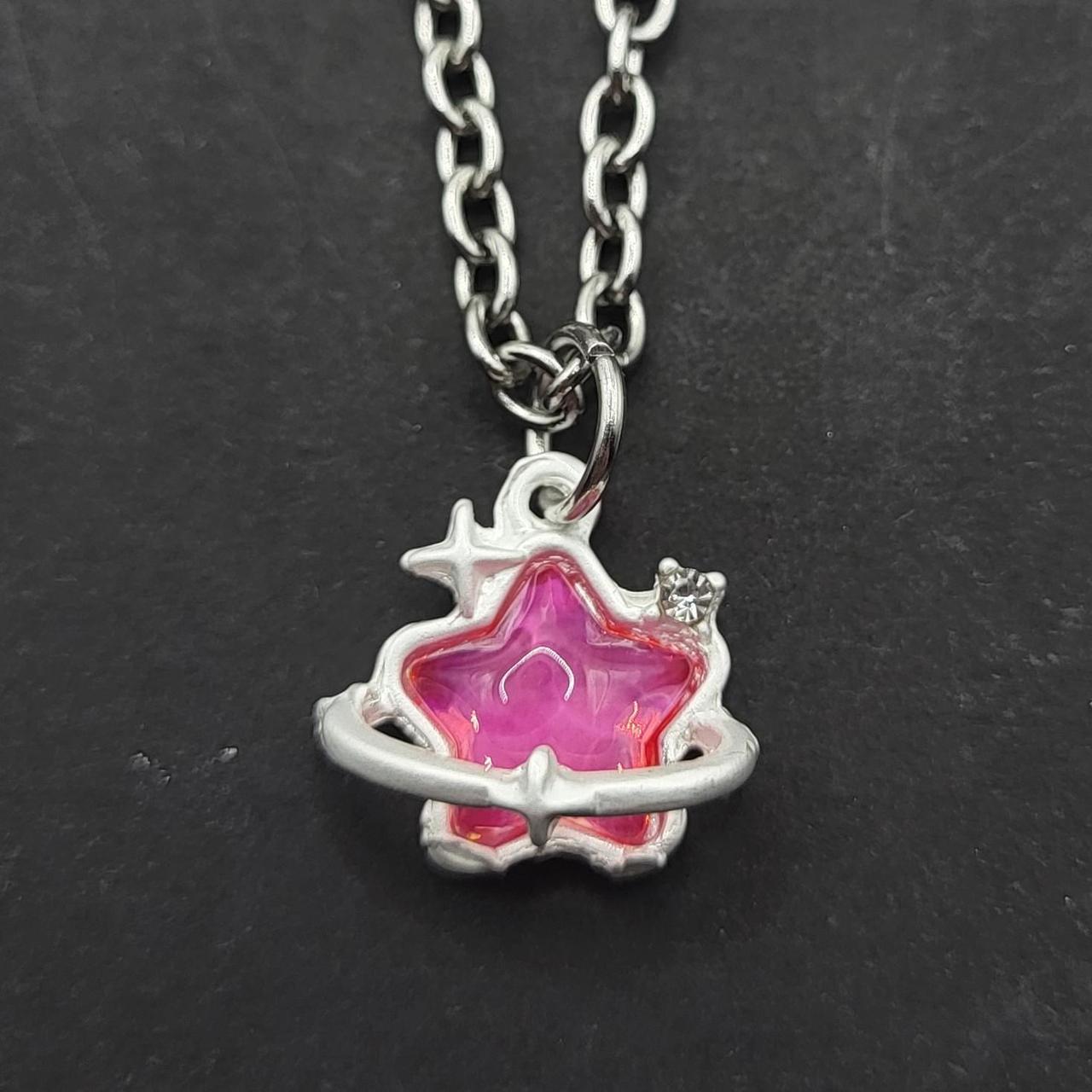 Y2K pink Star Necklace - stainless steel chain