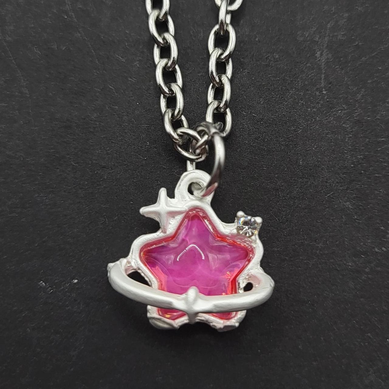 Y2K pink Star Necklace - stainless steel chain