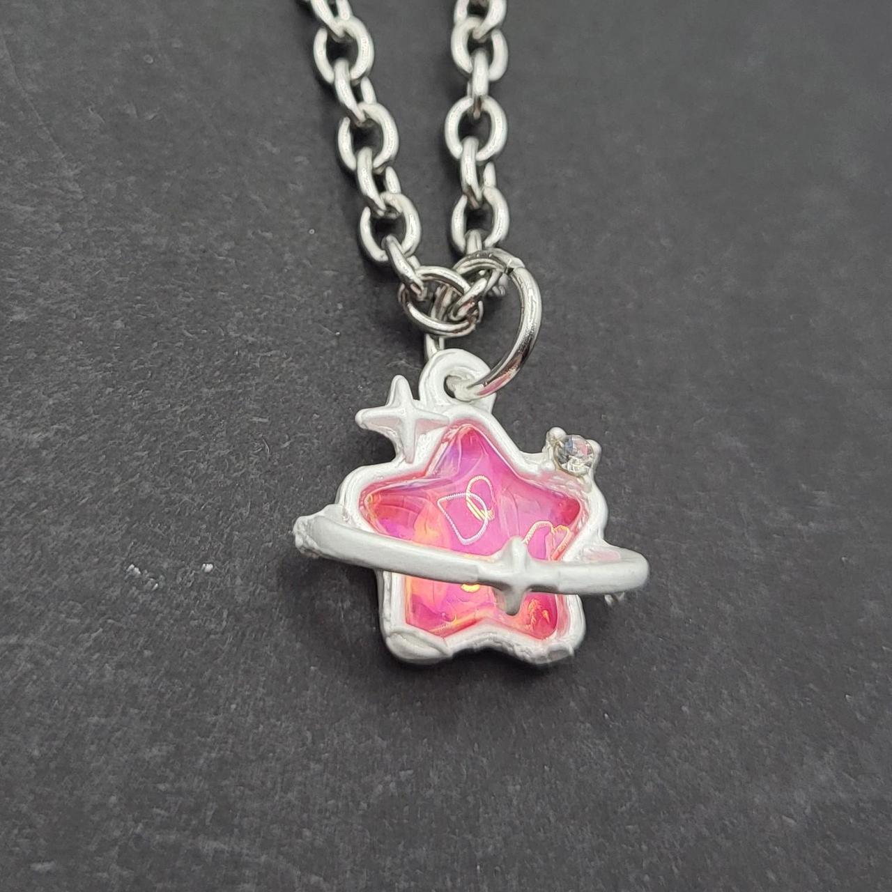 Y2K pink Star Necklace - stainless steel chain