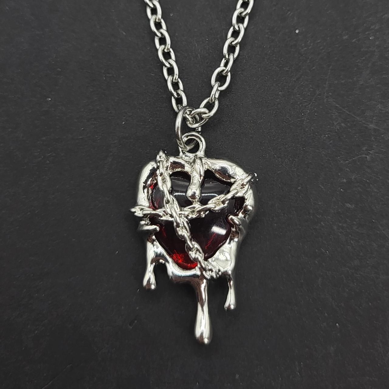 Y2K Red Chain Heart Necklace - stainless steel chain