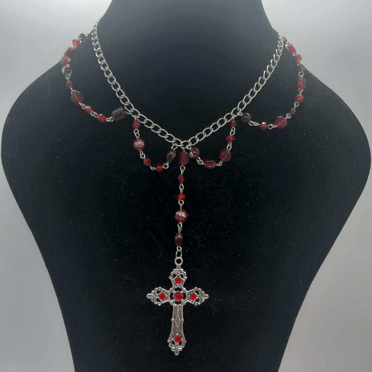 Gothic Red Cross Necklace