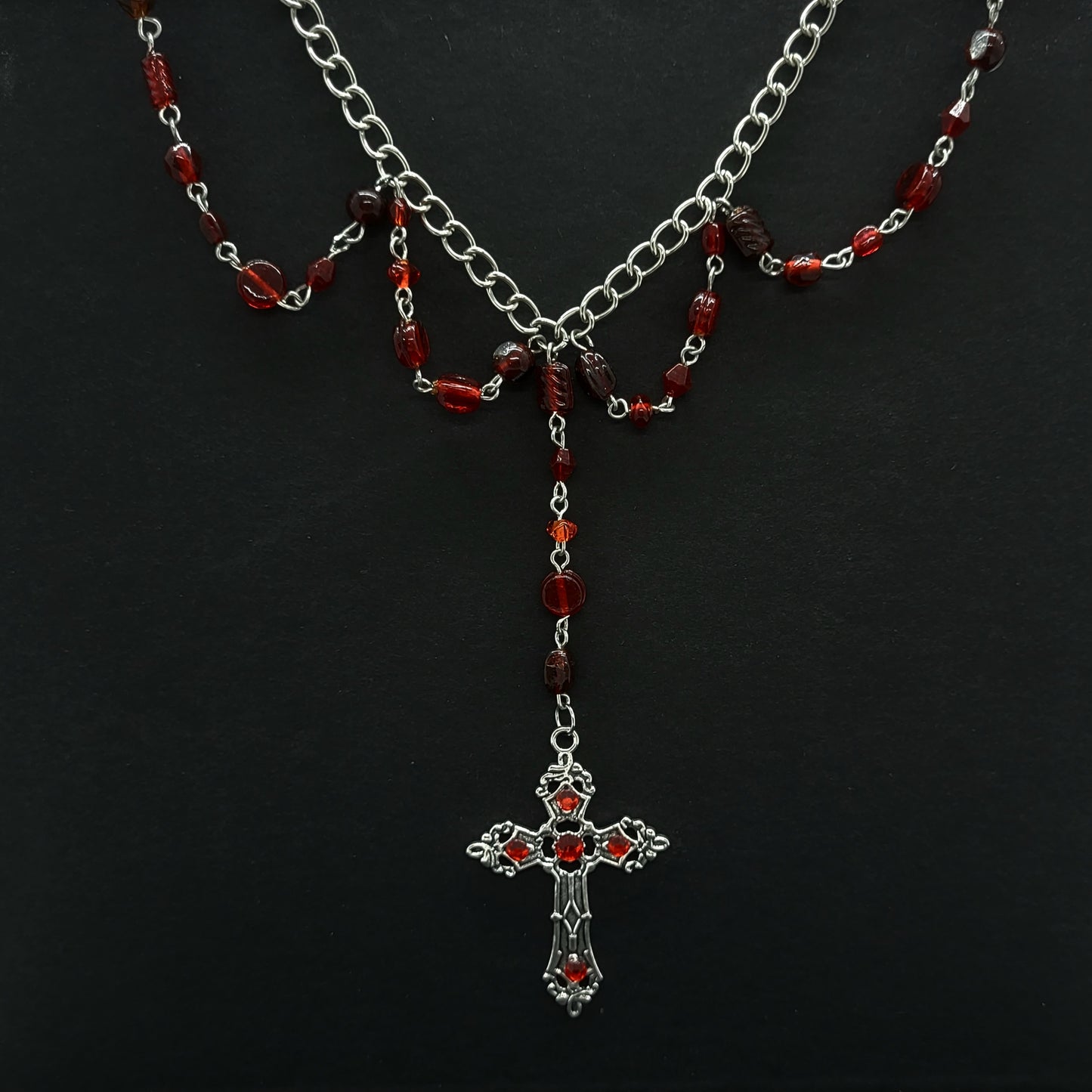 Gothic Red Cross Necklace