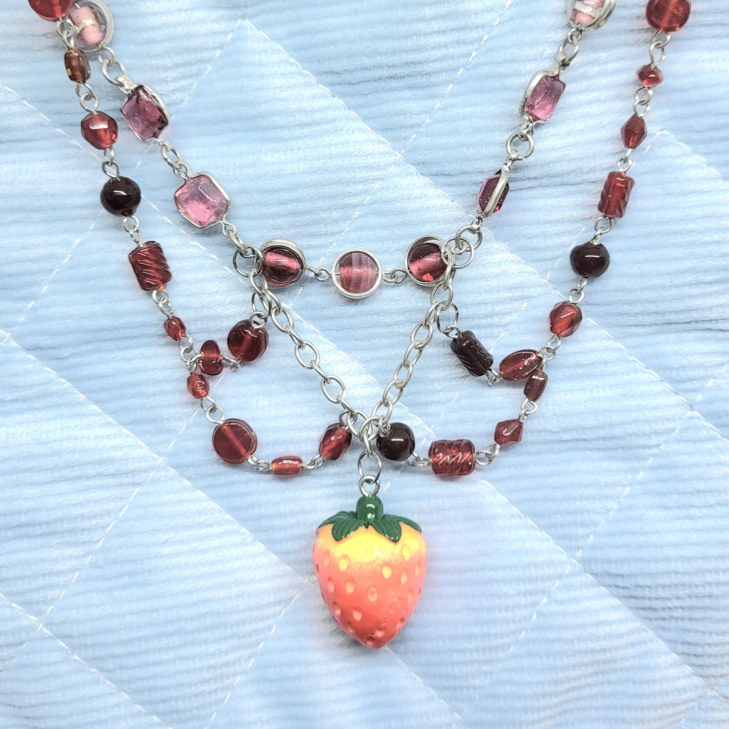 Strawberry Beaded Necklace