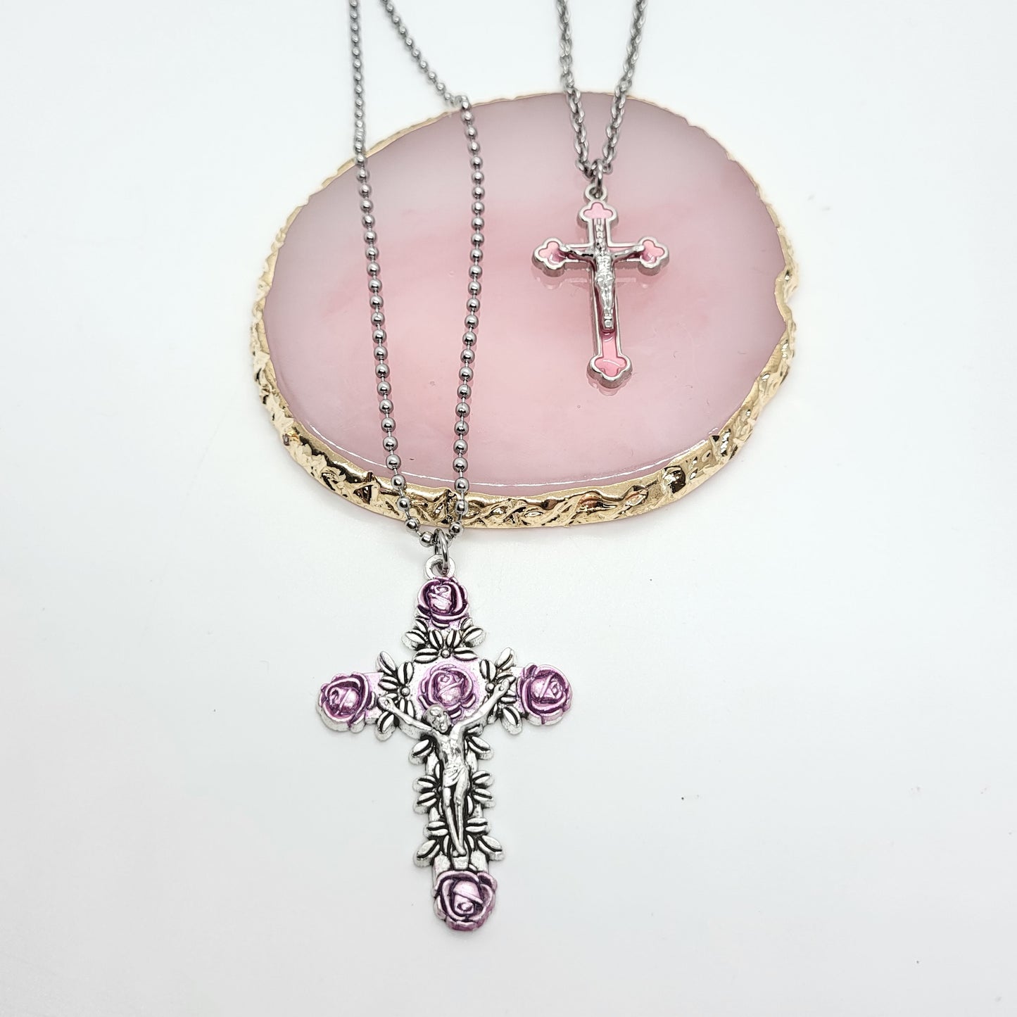 Pink Cross Necklace