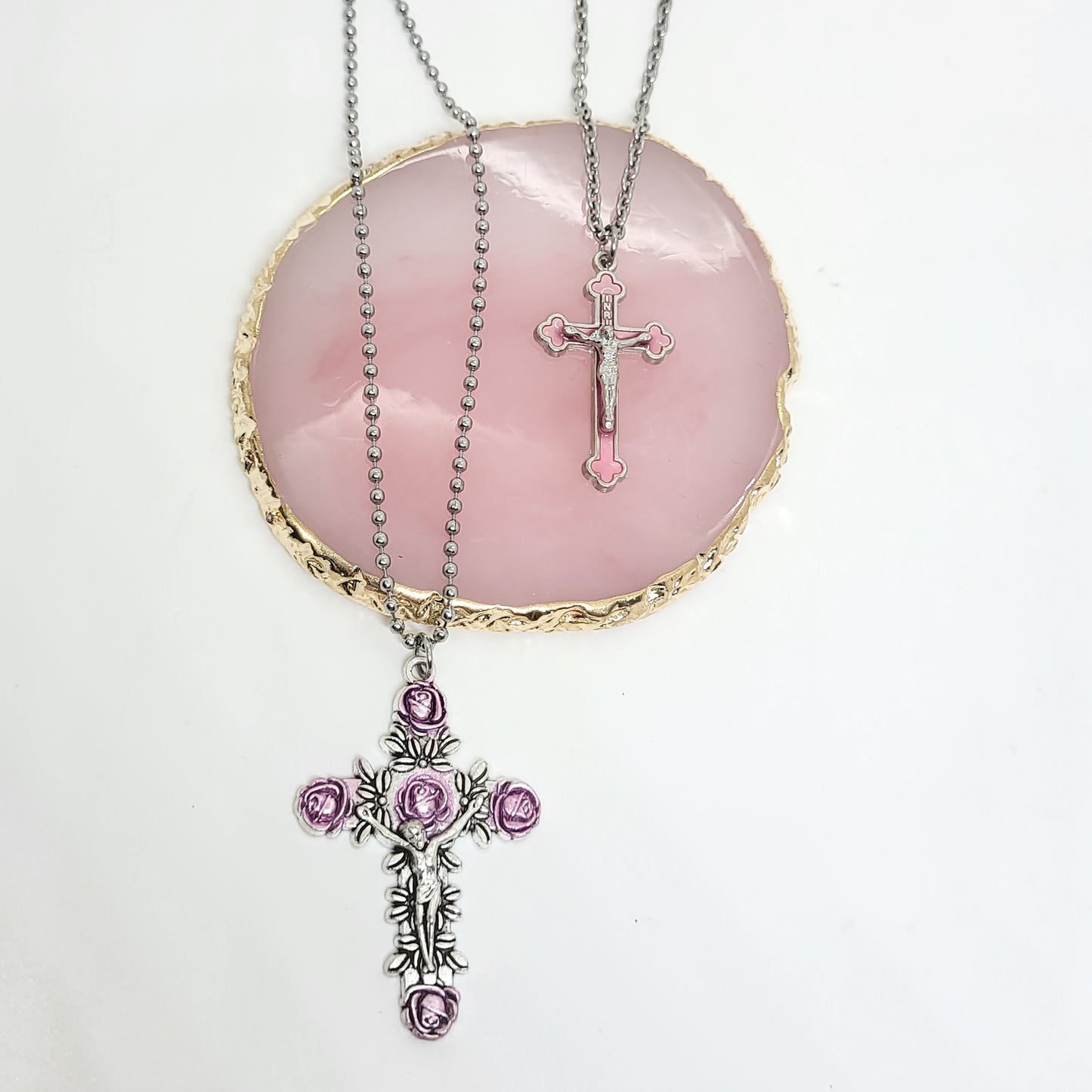 Pink Cross Necklace