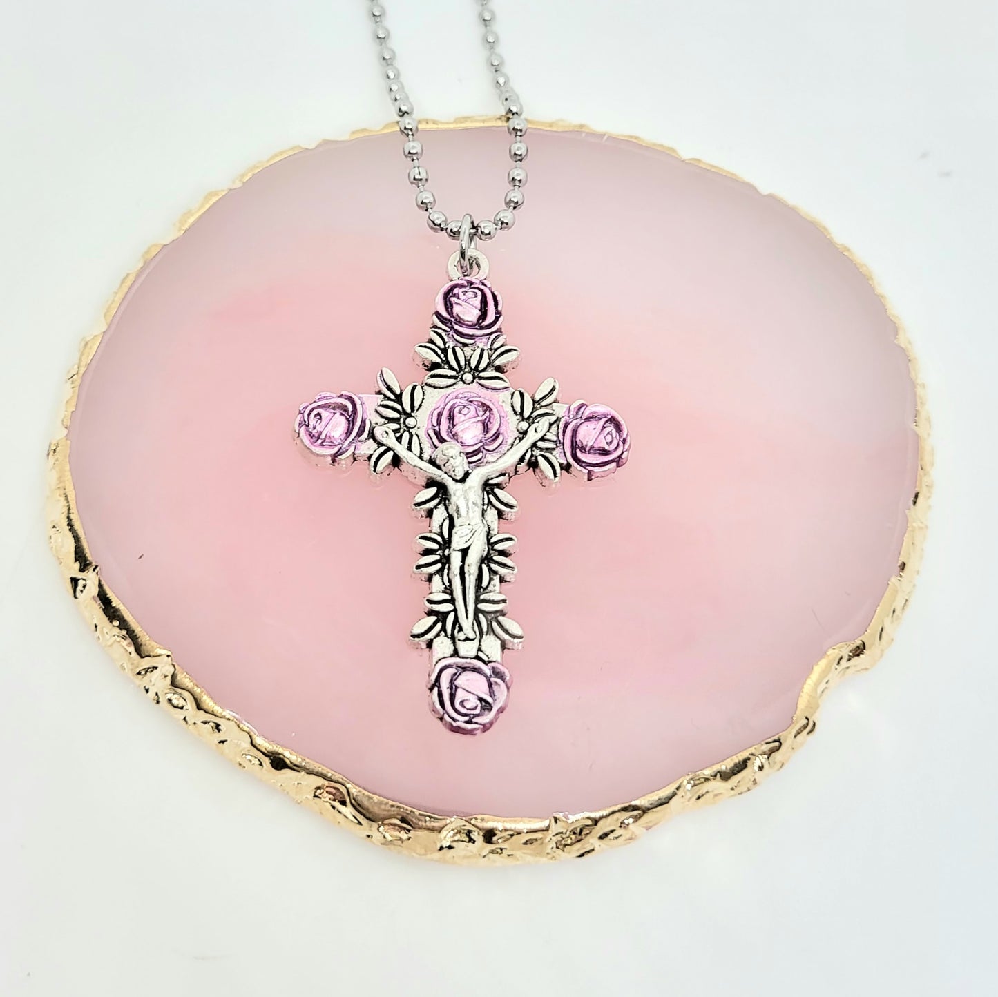 Pink Cross Necklace