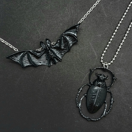 Gothic Beetle or Bat Necklace